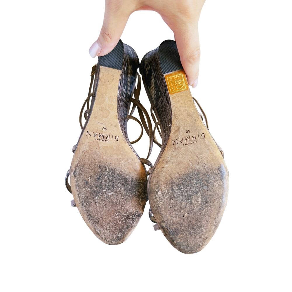 Alexandre Birman Python Snakeskin Strappy Wedge H… - image 7